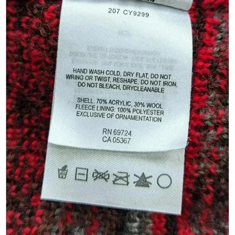 Columbia Aztec Wool Knit Beanie Red Ski Hat Snowboard